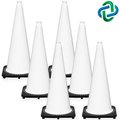Gec Mr. Chain Traffic Cones, 28inH, 14in x 14in Base, 7 lbs, PVC, White, 6/Pack 97501-6